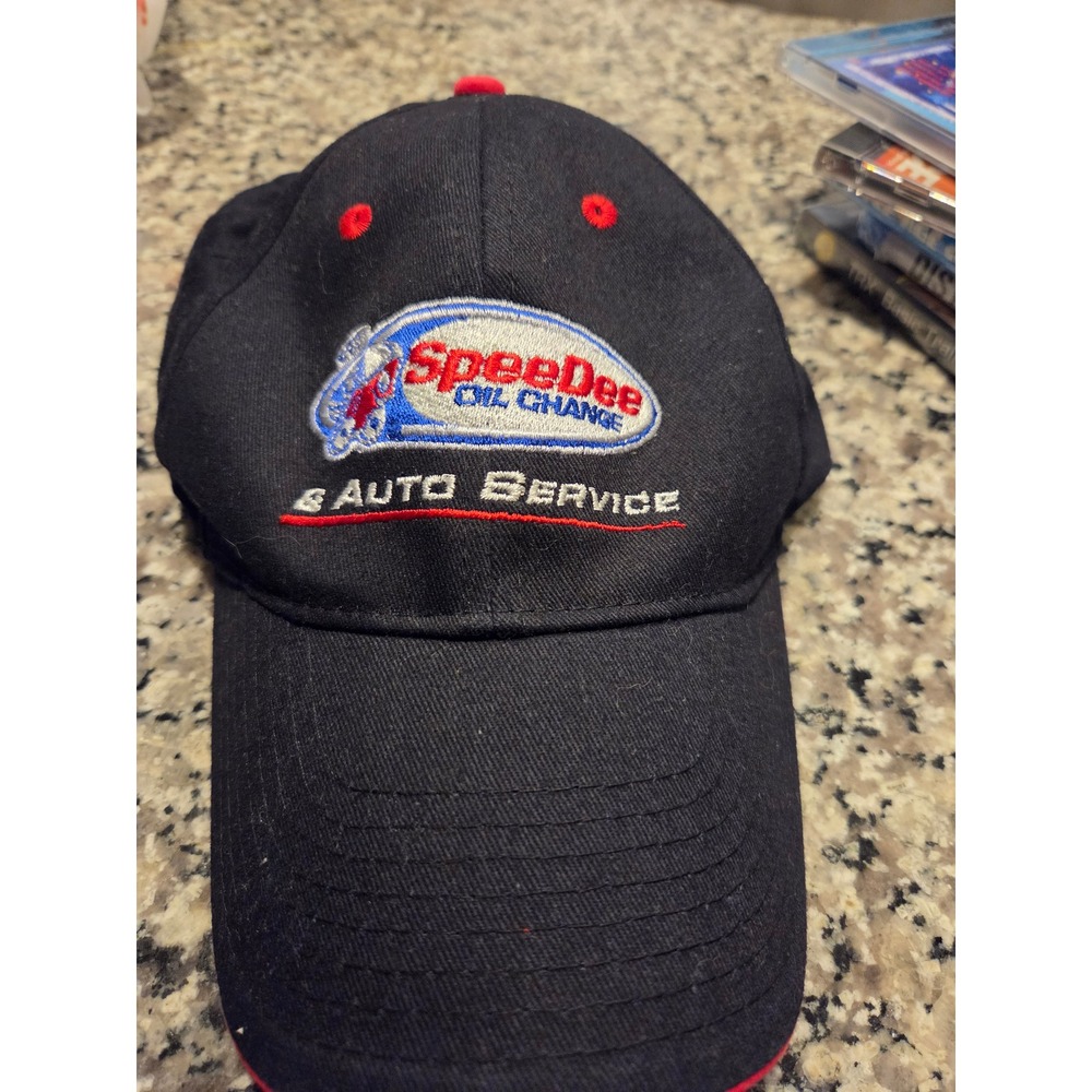 Hit Wear SpeeDee Oil Change Hat Mens OSFM Black Embroidered Auto Service Cap
